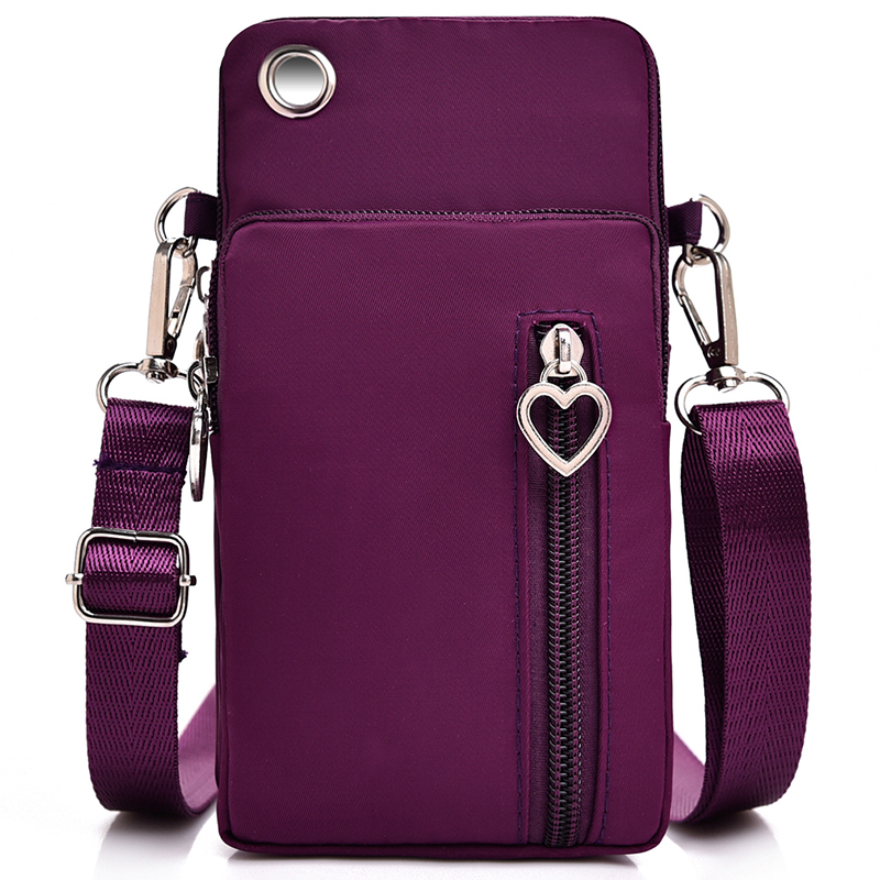 Woman Messenger Bag Mini Shoulder Bag Diagonal Multi-Function Mobile Phone Bag Outdoor Earphone Pouch Sports Bag: Burgundy