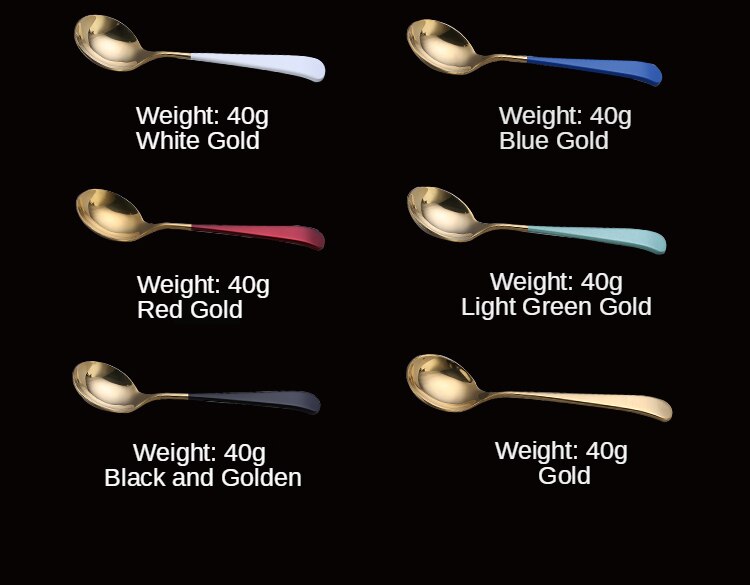 Coffee Spoons Stainless Steel Dessert Spoons Kitchen Utensils Round Spoons 7Colors 1pcs Serving Spoon
