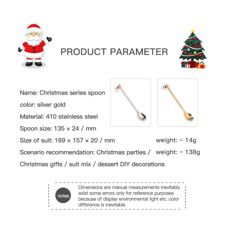 Metal Merry Christmas Spoons Year Xmas Party Tableware Ornaments Christmas Decorations for Home Stirring Stick Spoons