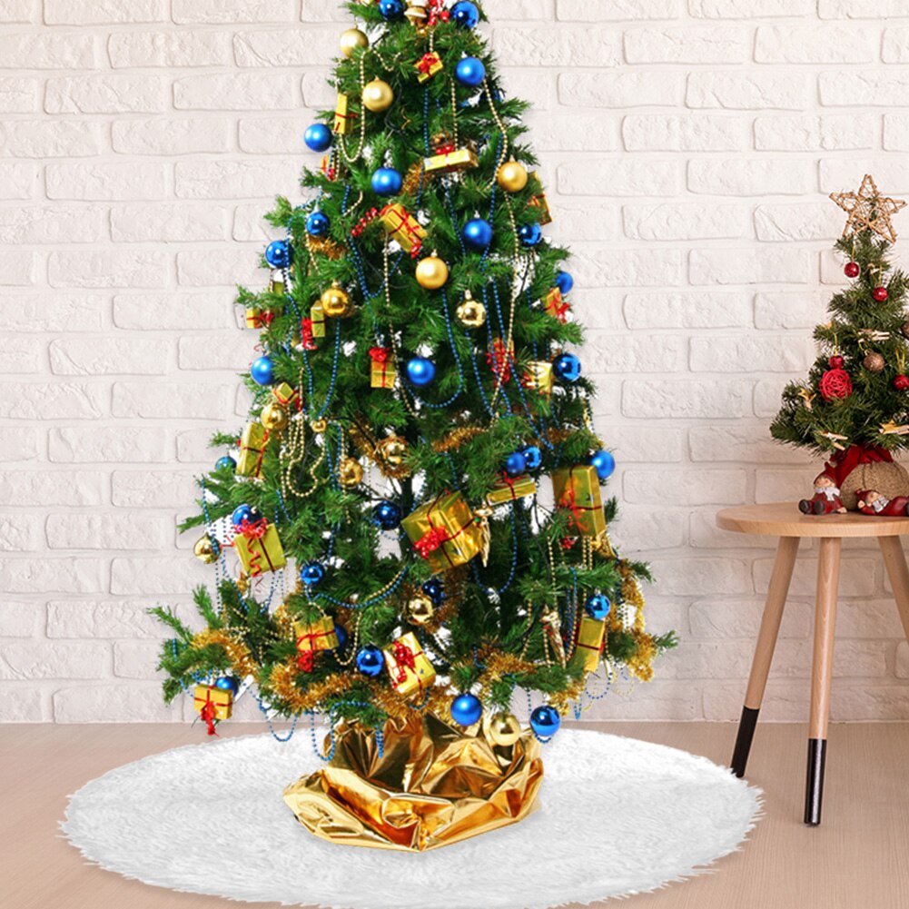 1Pc Witte Kerstboom Rok Pluche Faux Fur Tapijt Xmas Floor Mat Ornamenten Vrolijk Kerstfeest Nieuwjaar Kerstboom decoratie