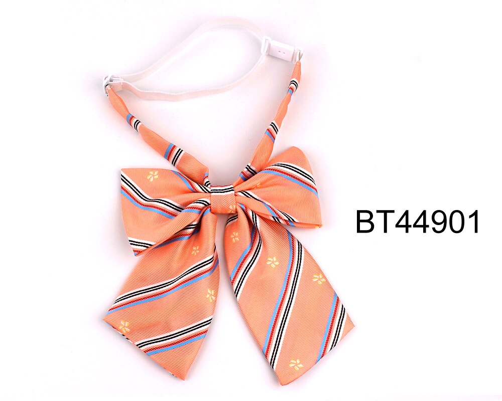 Pajarita grande de gran tamaño para mujer, cuello de uniforme, nudo de lazo de mariposa para mujer, corbatas de lazo a rayas para adultos, corbatas para niñas: Blanco