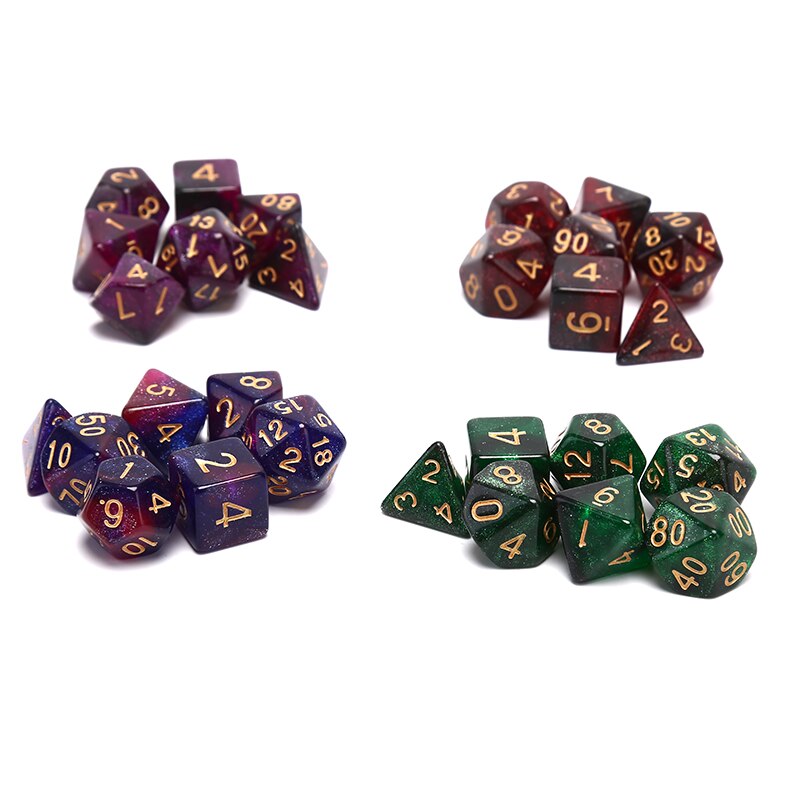 7 Stks/set Sterrenhemel Dobbelstenen Digitale Dice Game Polyhedral Multi Zijdige Acryl