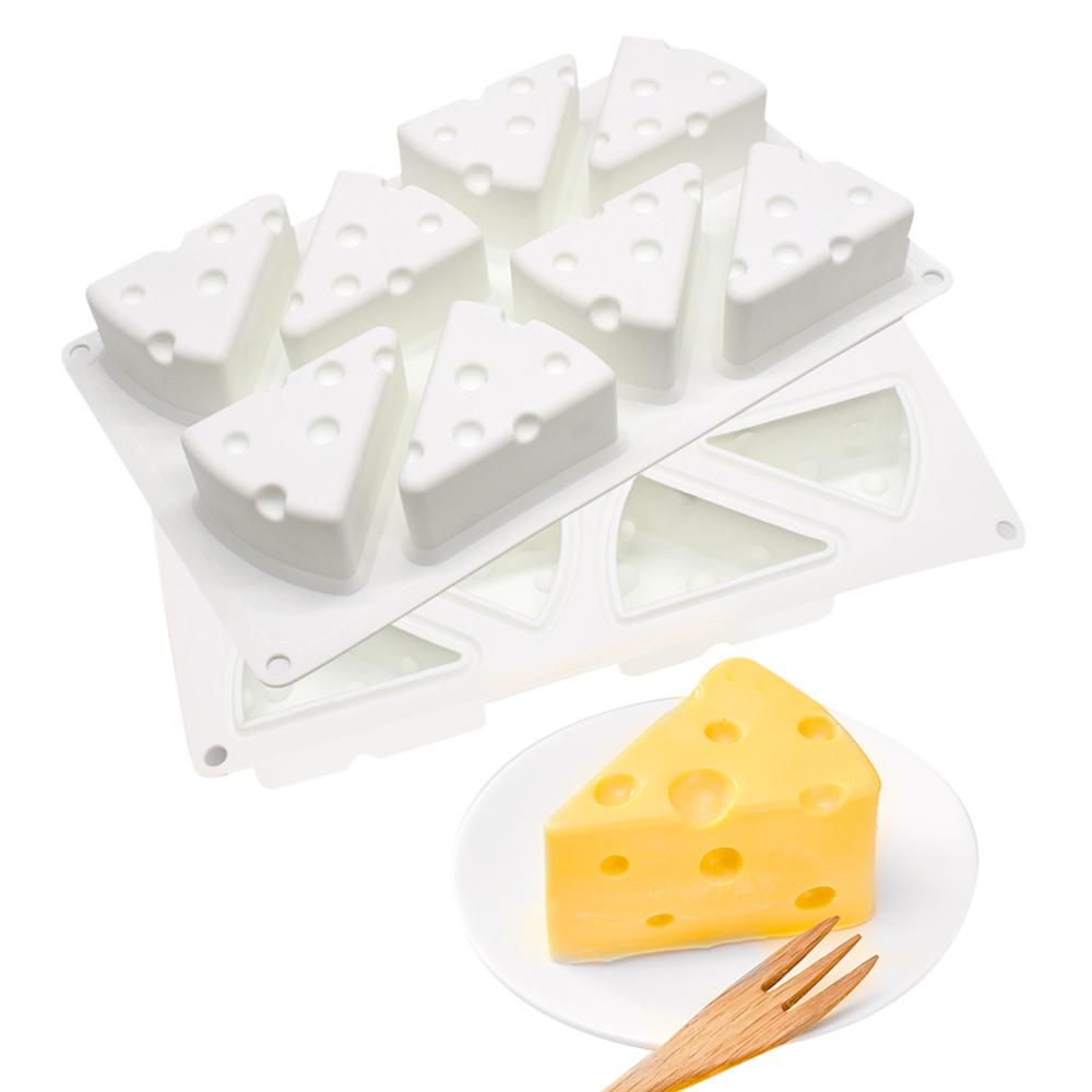 Molde de silicona con 8 agujeros/6 agujeros en forma de queso, moldes de silicona 3D para postres, utensilios de decoración de tartas, utensilio de cocina