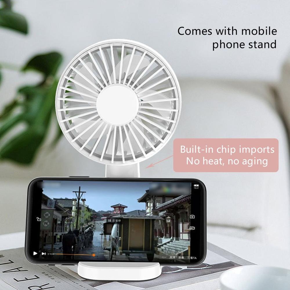 Handheld Usb Opladen Multi-Hoek Gratis Aanpassing Ventilator Draagbare Kleine Ventilator Met Mobiele Telefoon Stand Functie