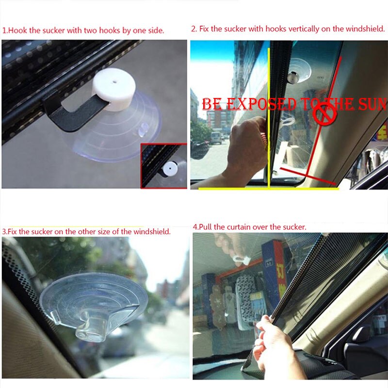 Car Sun Shade UV Protection Curtain Front Back Windshield Sun Block Blinks Black Cover Suction Cup Universal Cars Accessories