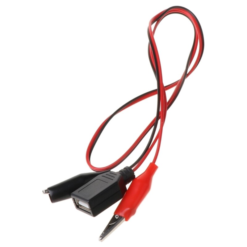 Pinzas de cocodrilo de cobre con cable conector USB hembra, cables de prueba, abrazadera de cocodrilo