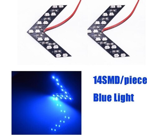 2 stk ledet pilepanel til bil bakspejl indikator blinklys bil ført spejl spejl lys auto tilbehør: Blå