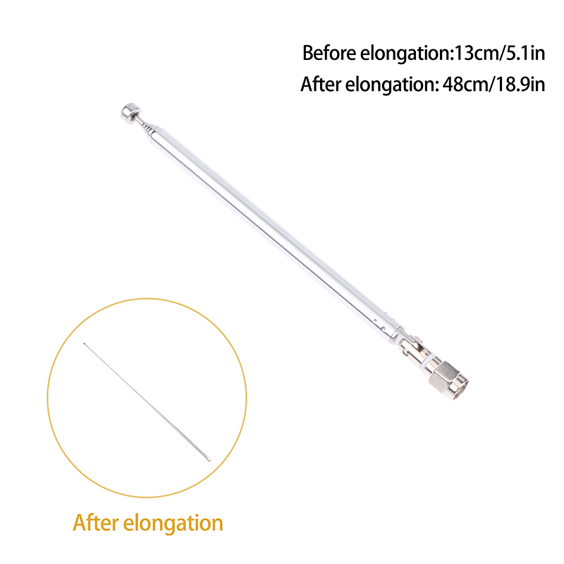 48/64 cm 6 Abschnitte Metall Vollkanal bin FM Radio Teleskopantenne 360 Grad drehbare Antenne Aeial: dunkel Grau