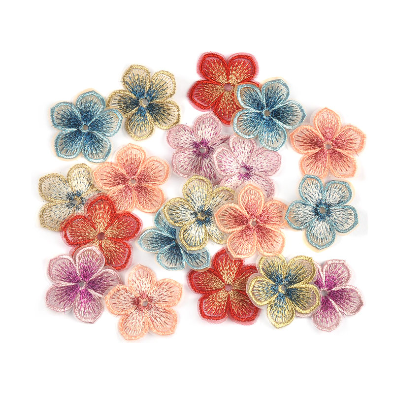 Parches de flores con borde de encaje, accesorios de costura de ropa, apliques bordados, manualidades DIY, suministros de decoración hechos a mano, 5 colores, 10 piezas, 4,5 cm: Latón envejecido