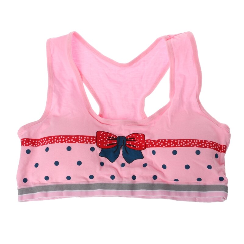 Zachte Katoenen Training Bh voor Baby Meisjes Leuke Strik Dot Riem Vest voor Tiener Beha: Pink