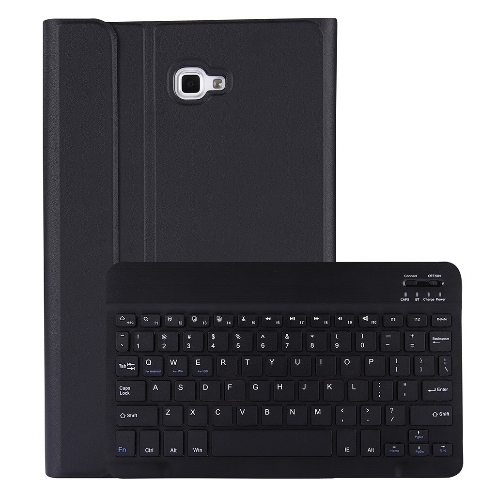 Teclado inalámbrico Bluetooth desmontable para Samsung Galaxy Tab A T580/T585 10,1, funda fina con soporte y teclado inalámbrico: Black