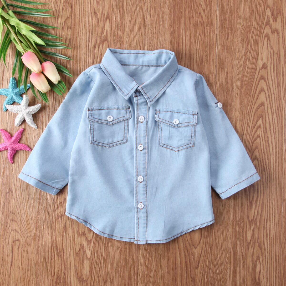 Baby piger drenge børn gentleman skjorte nyfødt denim coat skjorter outwear tøj