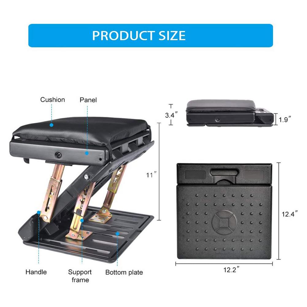 Adjustable Footrest With Removable Soft Foot Rest Pad Max-Load 120Lbs With Massaging Beads For Car Home 4-Level Height