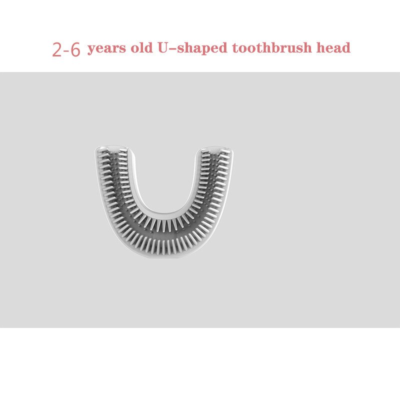 U Shape Smart 360 Angle Cartoon Teeth Cleaner Electric Toothbrush for Kids 2-6Y Teether Automatic Ultrasonic Teether Waterproof: 2-6 brush head