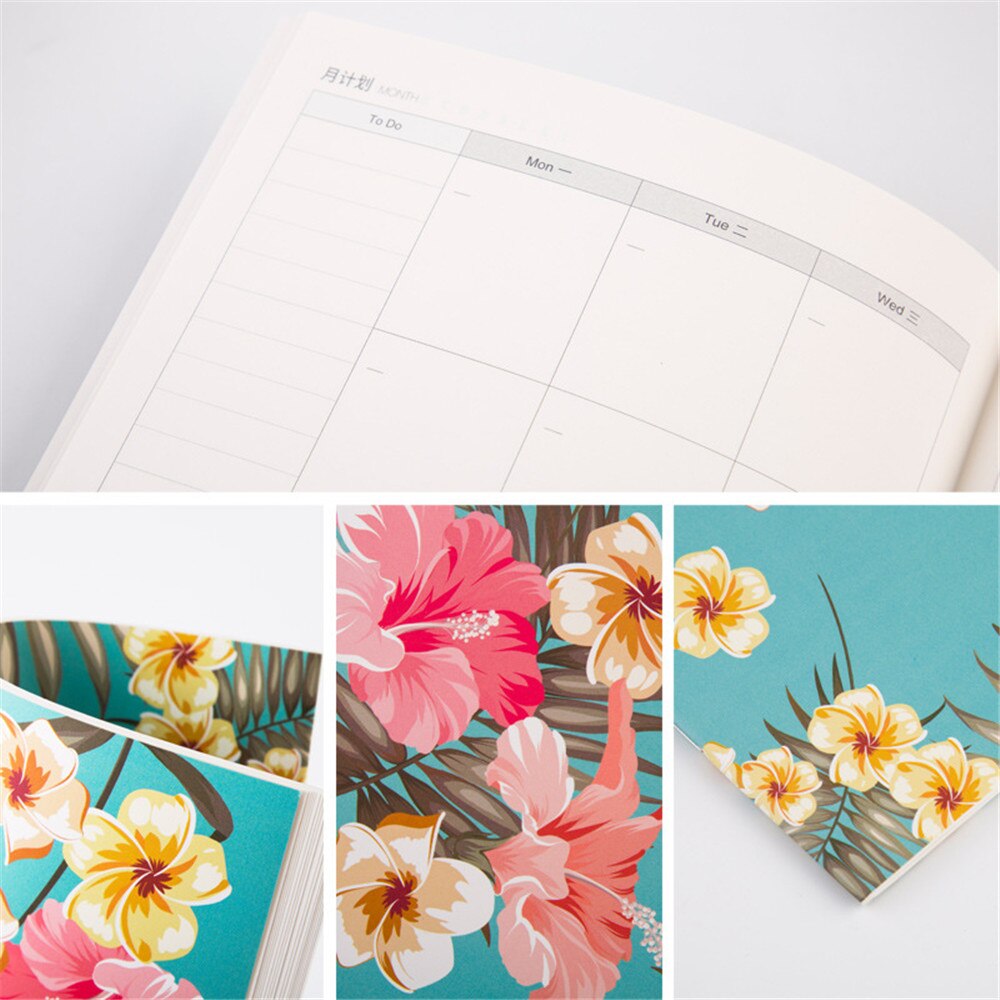 365 Days Flowers A4 Notebook Agenda Schedule Organizer Daily Weekly Monthly Planner Diary Notepad Kawaii Korean Stationery