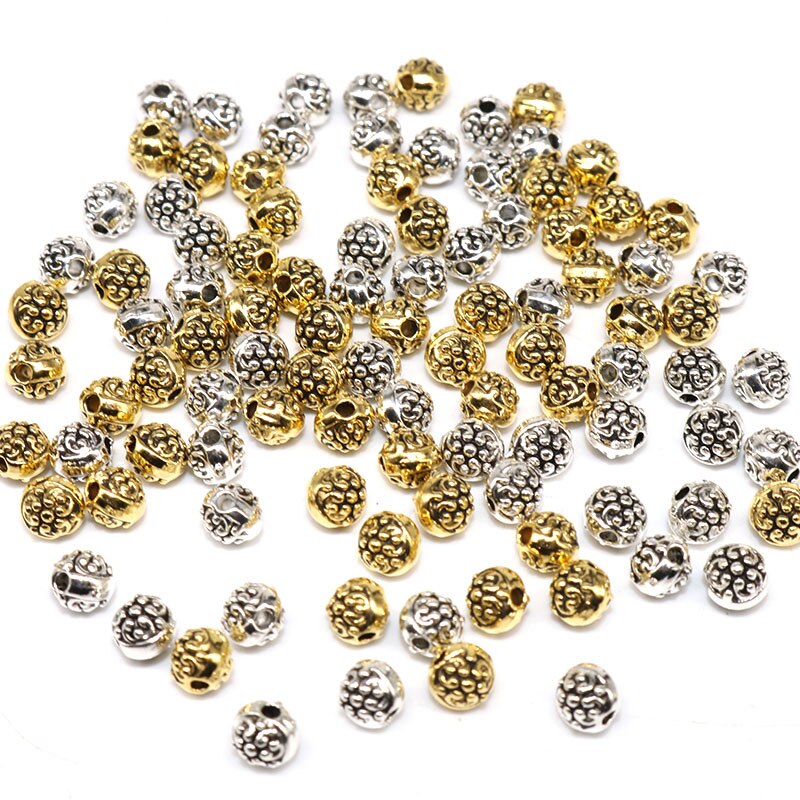 5MM 100pcs material Tibetan Silver plated Beads Silver Plated Spacer Loose Beads Handmade For charm beads Jewelry Making