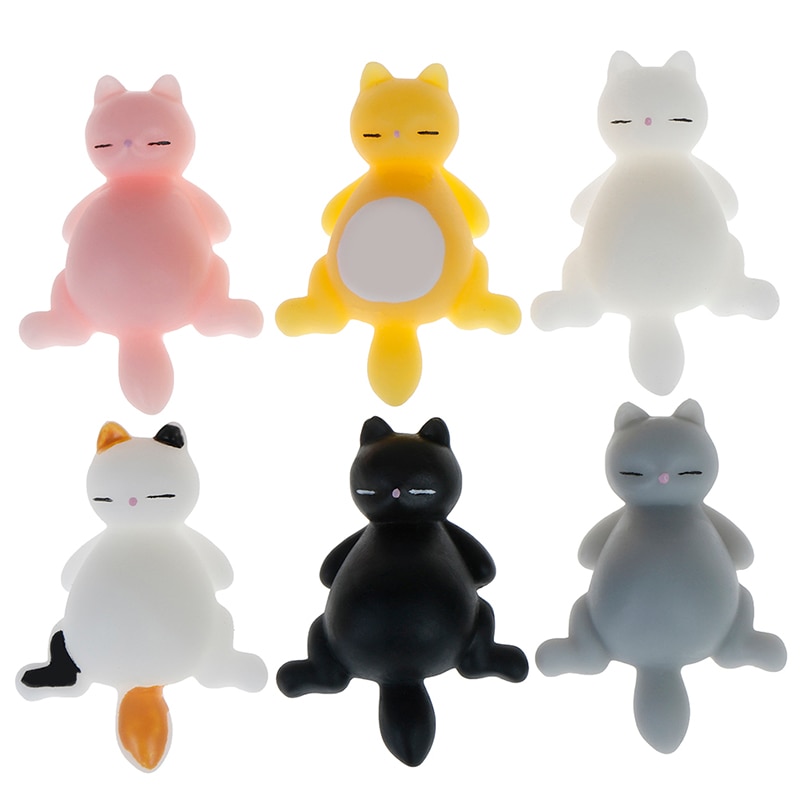 Mini Squishy suave lindo gato de color antiestrés bola divertida estrés Squishies Squeeze juguetes Mochi Abreact alivio pegajoso eliminar mascotas