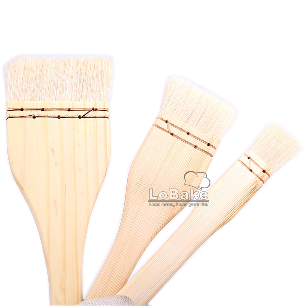 3 sizes/set 23cm sheep wool brush oil BBQ grill baking egg butter cheese bread decor brushes pine wooden handle DIY bakery