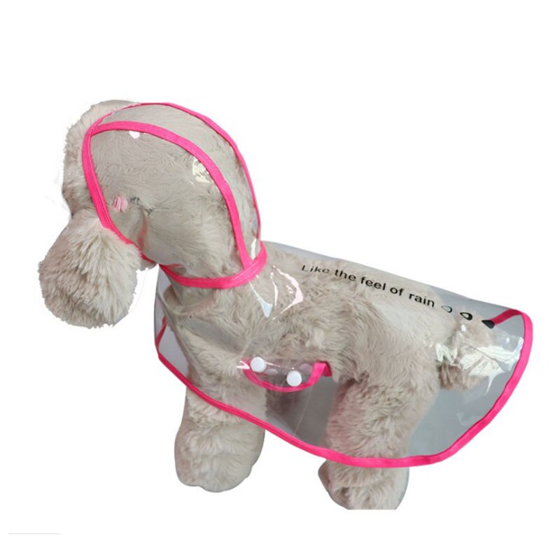 Waterproof and fashionable PU transparent raincoat for pets small and medium-sized dog two-legged dog cat raincoat: pink / XS
