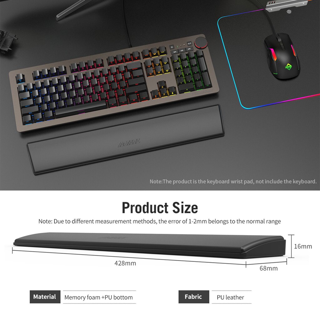 Pu læder blødt skum ergonomisk tastatur håndledsstøtte til hjemmekontorcomputer