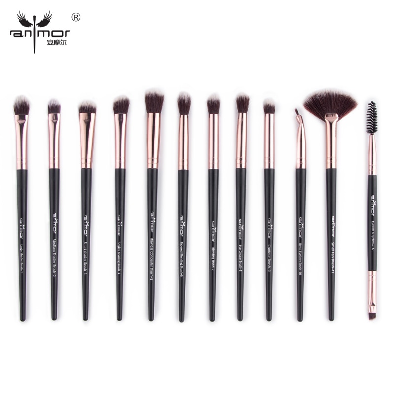 Anmor Make-Up Kwasten Set 3-12 Stks/partij Oogschaduw Blending Eyeliner Wimper Wenkbrauw Make Up Kwasten Professionele Oogschaduw Borstel: Makeup Brush 0112-K