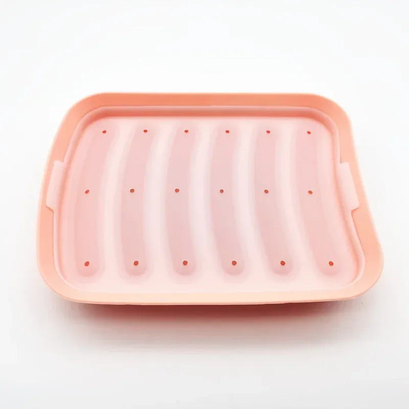 6 Grids Sausage Maker Mould Silicone DIY Ham Dog Making Moulds With Lid Kitchen Household Sausages Cake Baking Tools Molds: Pink