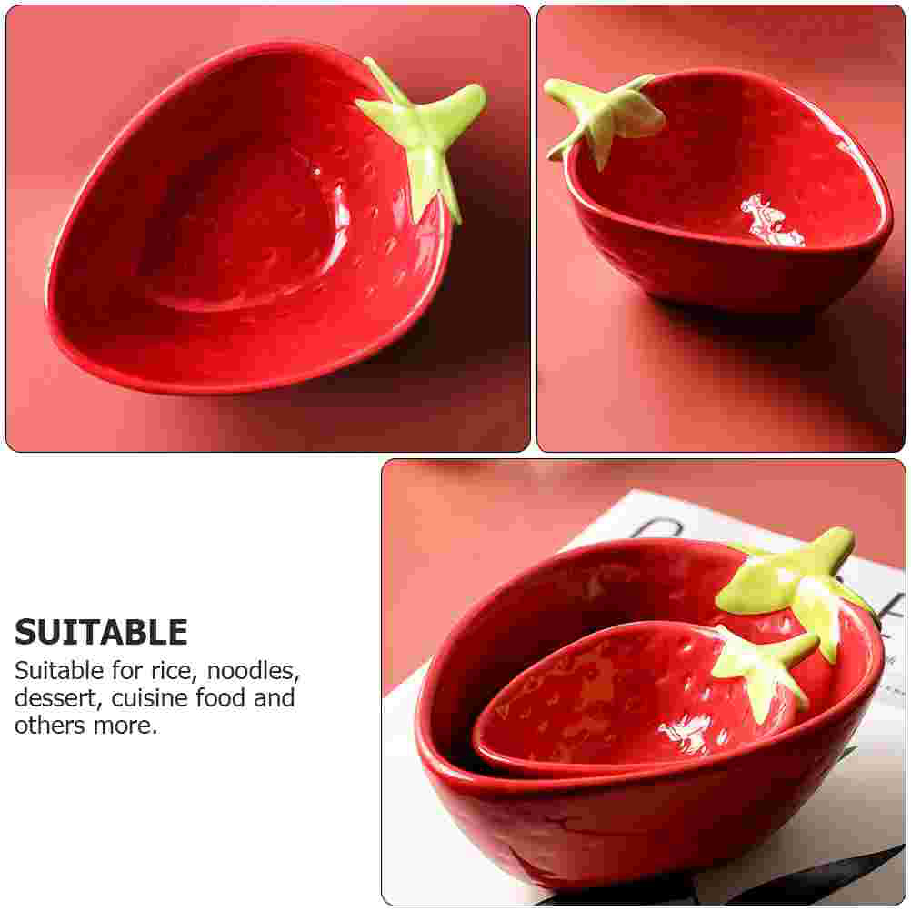 1Pc Strawberry Shaped Fruit Bowl Salad Snack Dish Restaurant Kitchen Bowl (Red)