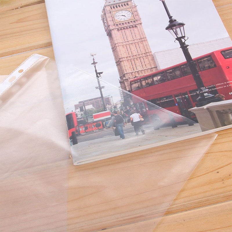 100pcs Folders Filing Thin 11Holes Loose A4 Transparent Plastic Punched Pockets Leaf File Storage Documents Sheet Protectors