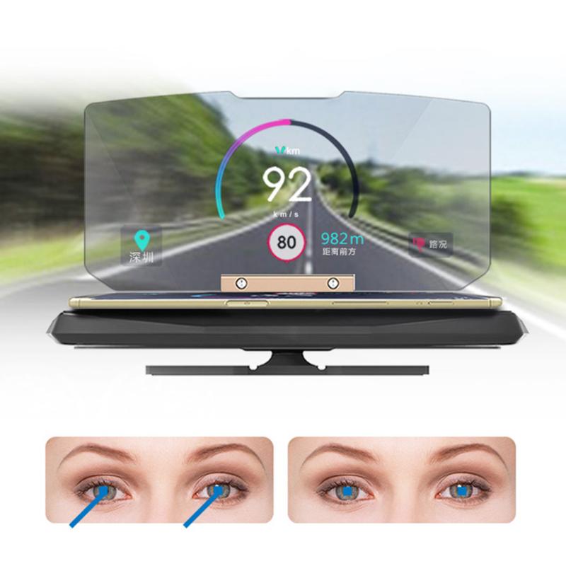 1Pcs Car GPS Navigation Bracket Universal Car HUD Head Up Display Speed Warning For Smart Mobile Phone Car Stand Folding Holder