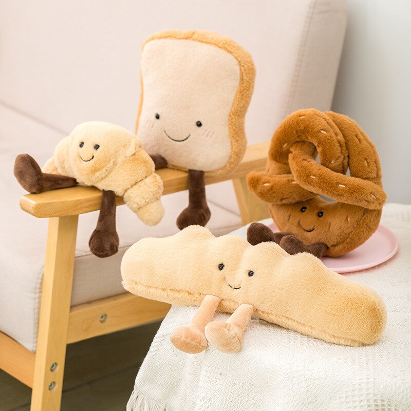 Jouet à mâcher en peluche pour chien, Croissant de Toast, interactif, mignon, résistant aux morsures, molaires, petit et grand gabarit