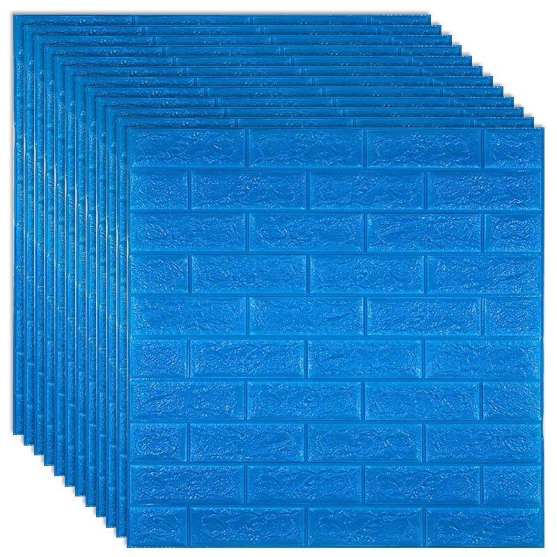 3D Wall Stickers Imitation Brick Bedroom Decor Panel Self-adhesive Wallpaper for Living Room Kitchen TV Backdrop Home Decoration: Blue