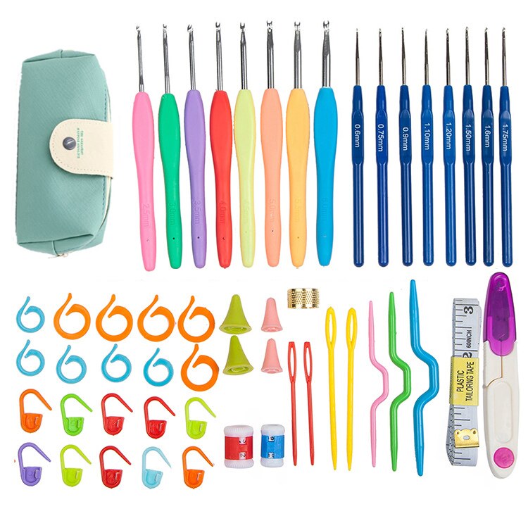 Premium Crochet Hooks Set With Case 35 Styles Knitting Needles Set DIY Needle Arts Craft Scissors Stitch Markers Sewing Tools
