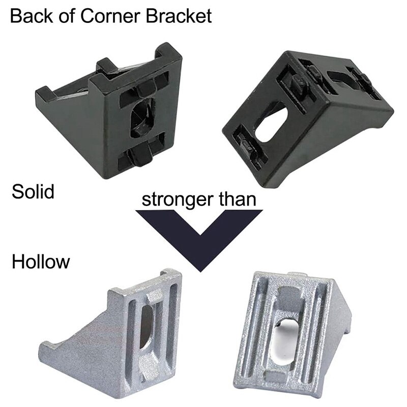 Aluminum Profile Connector Set, Angle Bracket, T-Nut and Hex Screw for Slot 6mm 20S Aluminum Rail Fitting