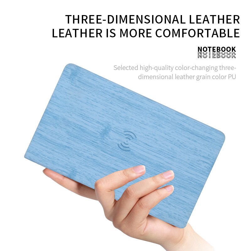 Exquisite A6 Leather Notepad Travel Power Wireless Charging Agenda Diary Planner Mini Pocket Notebook