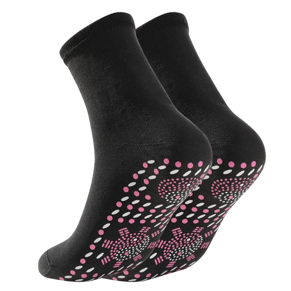 2Pcs Mannen/Vrouwen Unisex Winter Warm Zelfopwarming Gezondheid Sokken Pijnbestrijding Outdoor Anti-Koude Therapie magnetische Thermische Kousen: Black