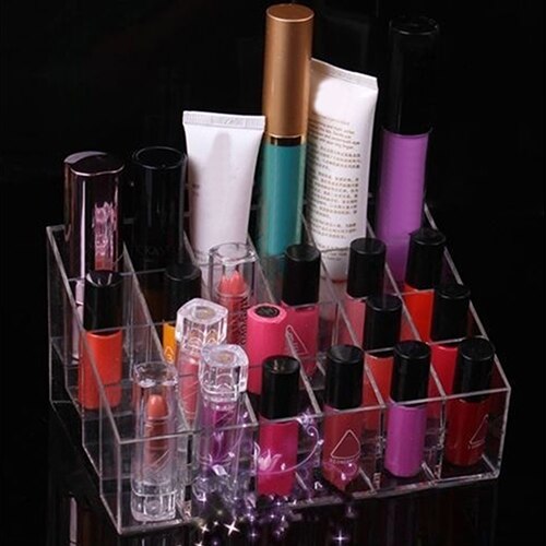 Akryl makeup organizer 4 lager 24 galler läppstift glans kosmetisk förvaring display stativ hållare rack organizer smyckesställ