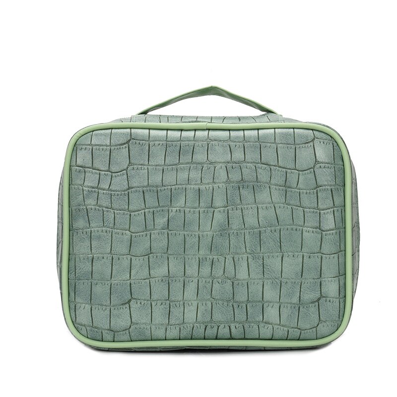 MUDUO-Bolso de viaje de cuero PU para mujer, organizador de maquillaje, neceser, , caja de cosméticos: green