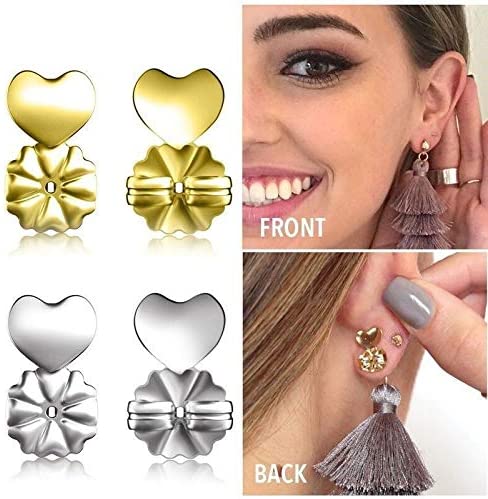 Boucles d'oreilles arrière en forme de couronne pour femmes, support couleur argent, élévateur à Lobe en forme de cœur, accessoires adaptés,