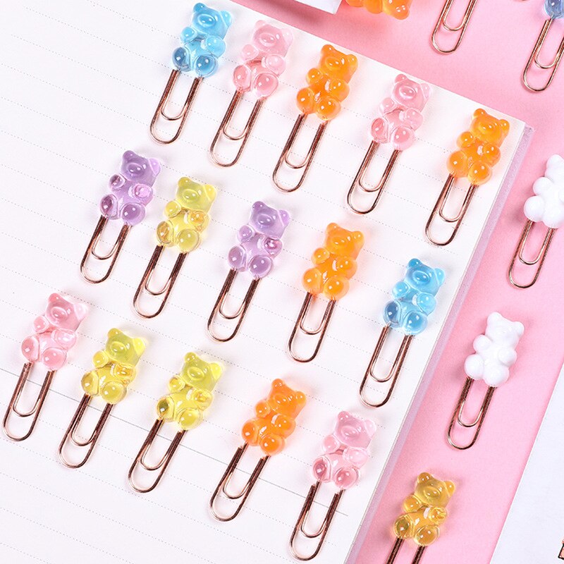 2 pièces mignon bonbons couleur ours trombone en métal bureau école papeterie approvisionnement bureau approprié