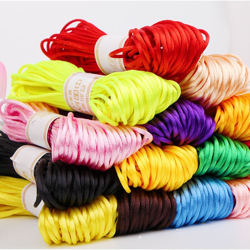 20m färger mjukt satin siden macrame sladdar diy kinesisk knut handgjorda väva rep smycken fynd pärlor dekorativt snöre touw
