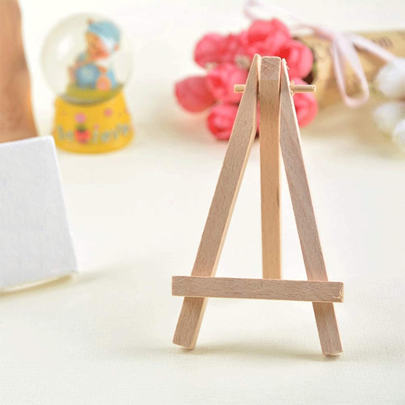 Mini caballete de exhibición de madera Natural, trípode de 5 pulgadas, soporte para exhibición de lienzos pequeños y fotos, paquete de 12
