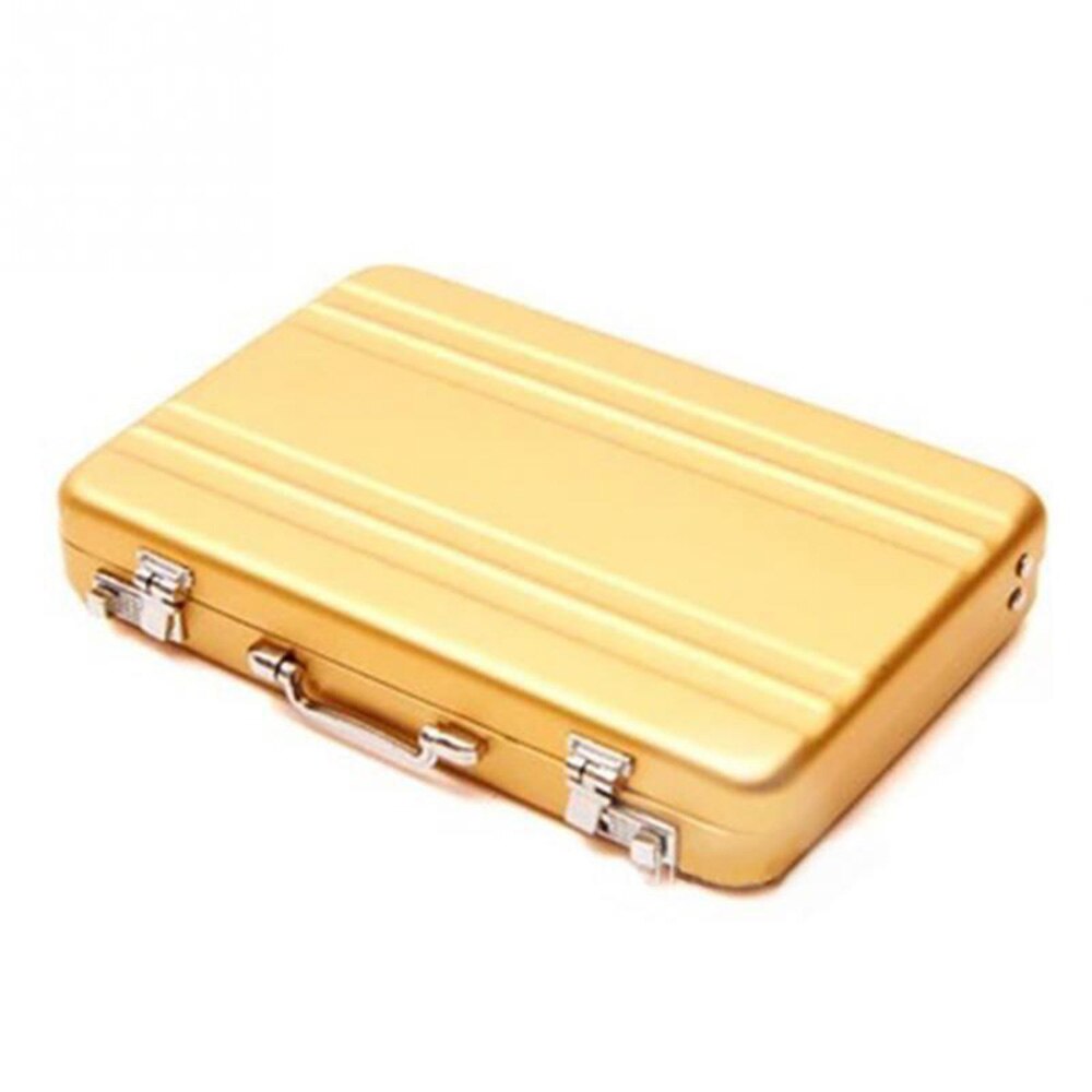 Metal Business ID Credit Card Holder Mini Suitcase Bank Card Holder Box Case: gold