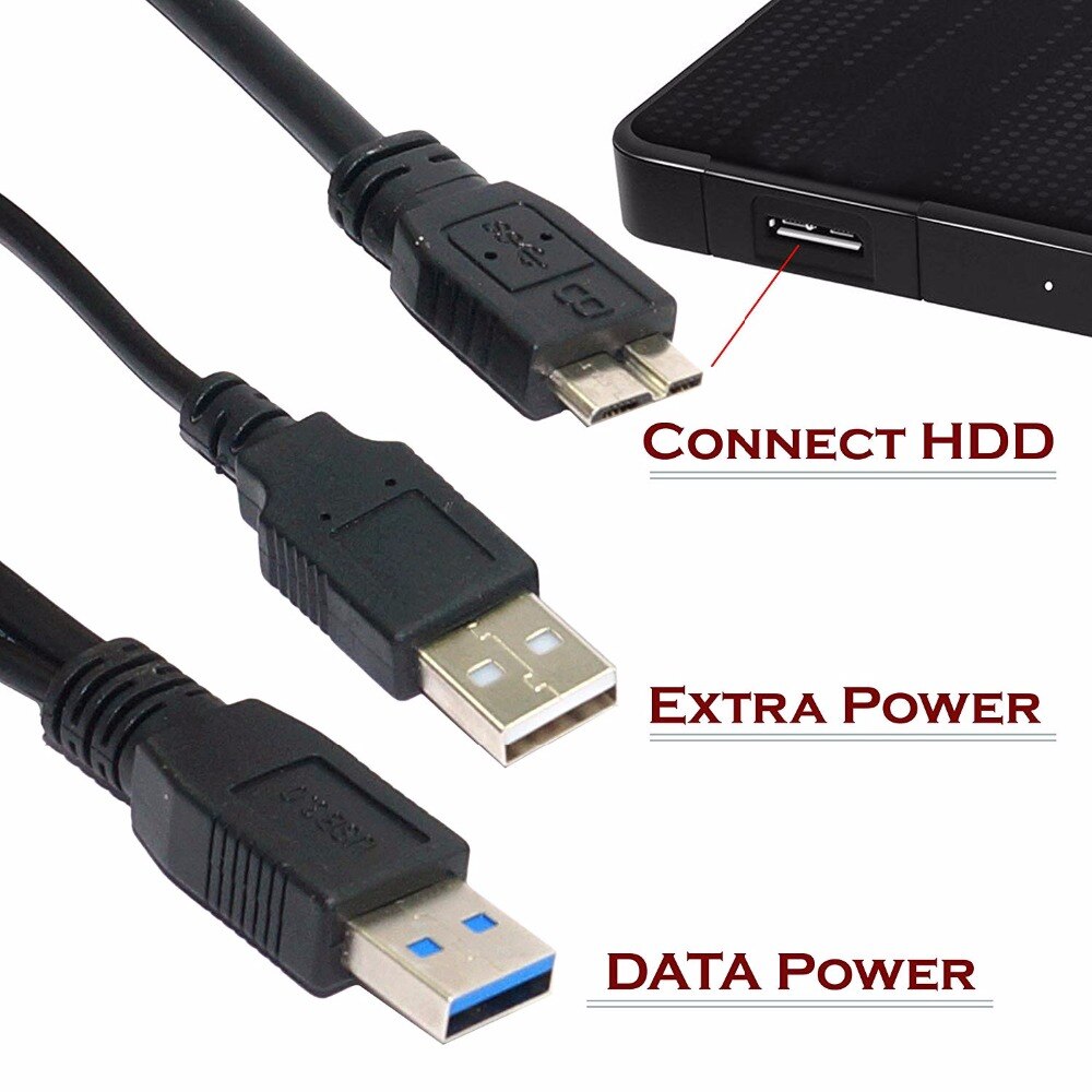 50 cm USB 3.0 Dual Power Y Vorm 2 X Type a naar Micro B hoge snelheid tot 5 Gbps data transfer kabel voor Externe Harde Schijven
