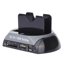 2.5 " 3.5 sata/ide hdd-fodral 2-- docka dual bay hårddisk dockningsstation e-sata kortläsare hub usb-hölje hdd-hölje eu-kontakt