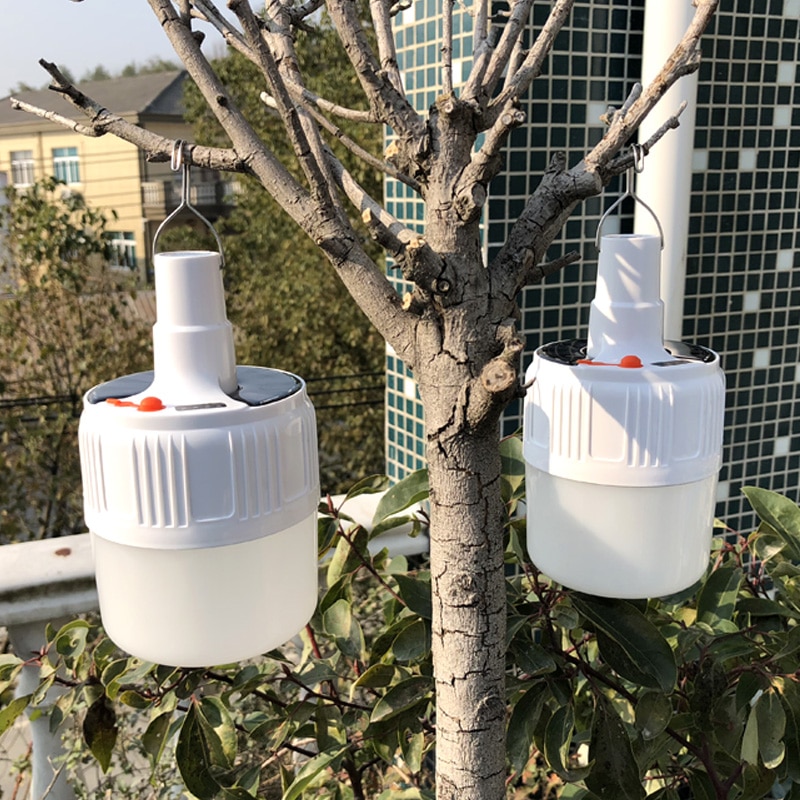SHENYU-Lámpara solar recargable para bombilla LED con mando a distancia, lámpara portátil recargable por energía solar, control remoto, luz nocturna de emergencia, para exterior, camping