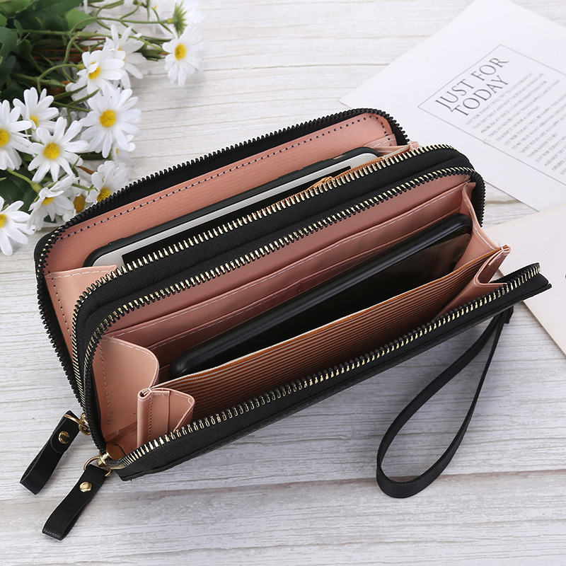 Große Kapazität Reiß verschluss Brieftasche Frauen lange Geldbörse Damen Clutch Umschlag Tasche Pu Leder Handy Multi-Card Geldbörse