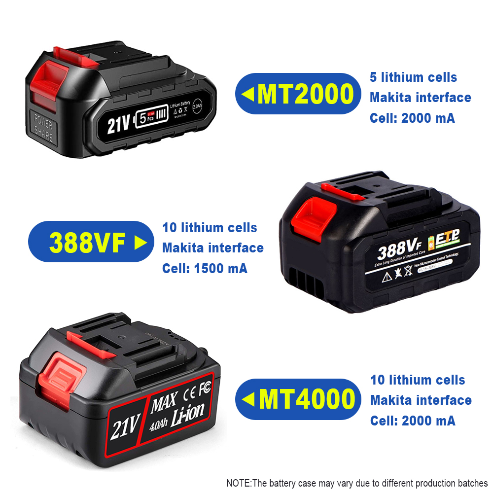 388VF Lithium Batterij 10 Cellen Grote Capaciteit 3000/4000Mah Geschikt Voor Elektrische Boormachines, hoek Slijpmachines En Elektrische Zagen