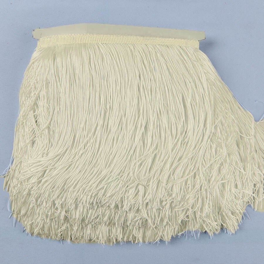 10 Yards/lot Lace Fringe Tassel Polyester Lace Trim Lint DIY Gordijn Latin Jurk Podium Kledingstuk 15 cm/ 20 cm/30 cm Breed: S / Ivoor