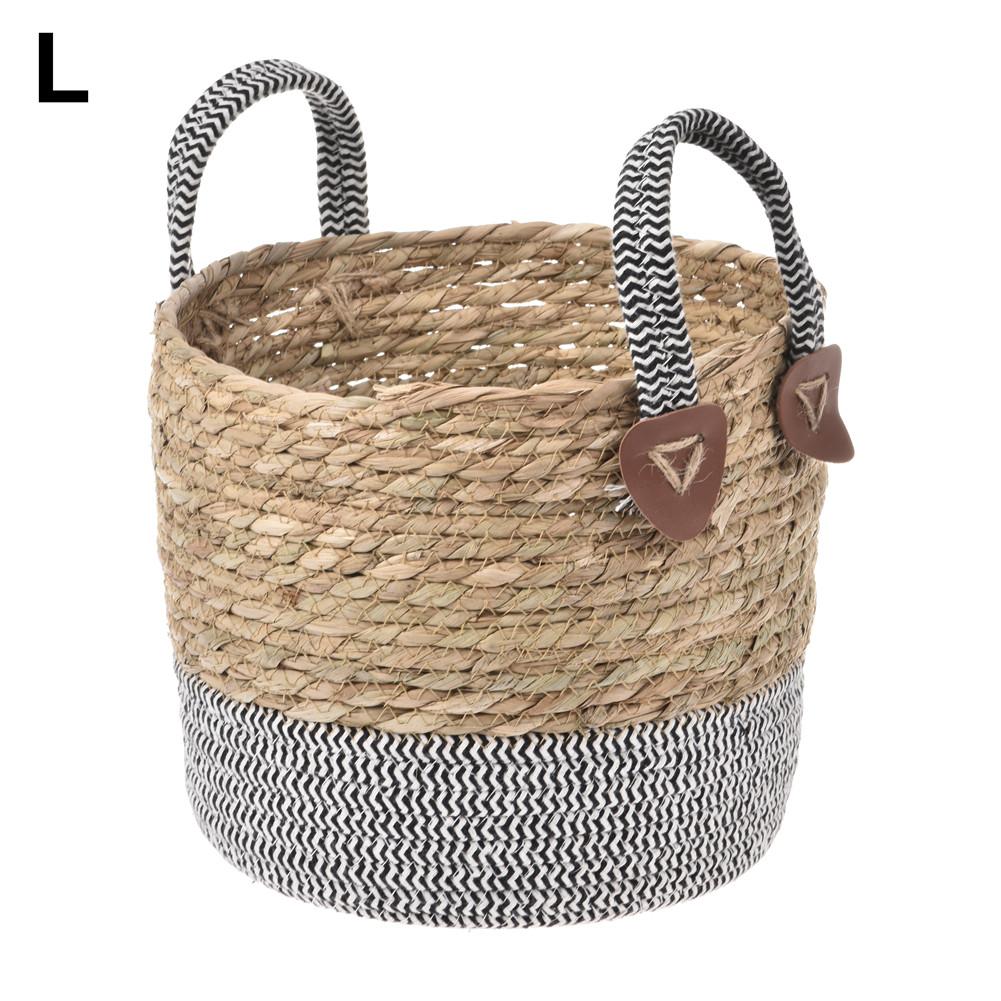 Foldable Storage Basket Natural Seagrass Rattan Straw Wicker Folding Flower Pot Baskets Garden Planter Laundry Supplier: L