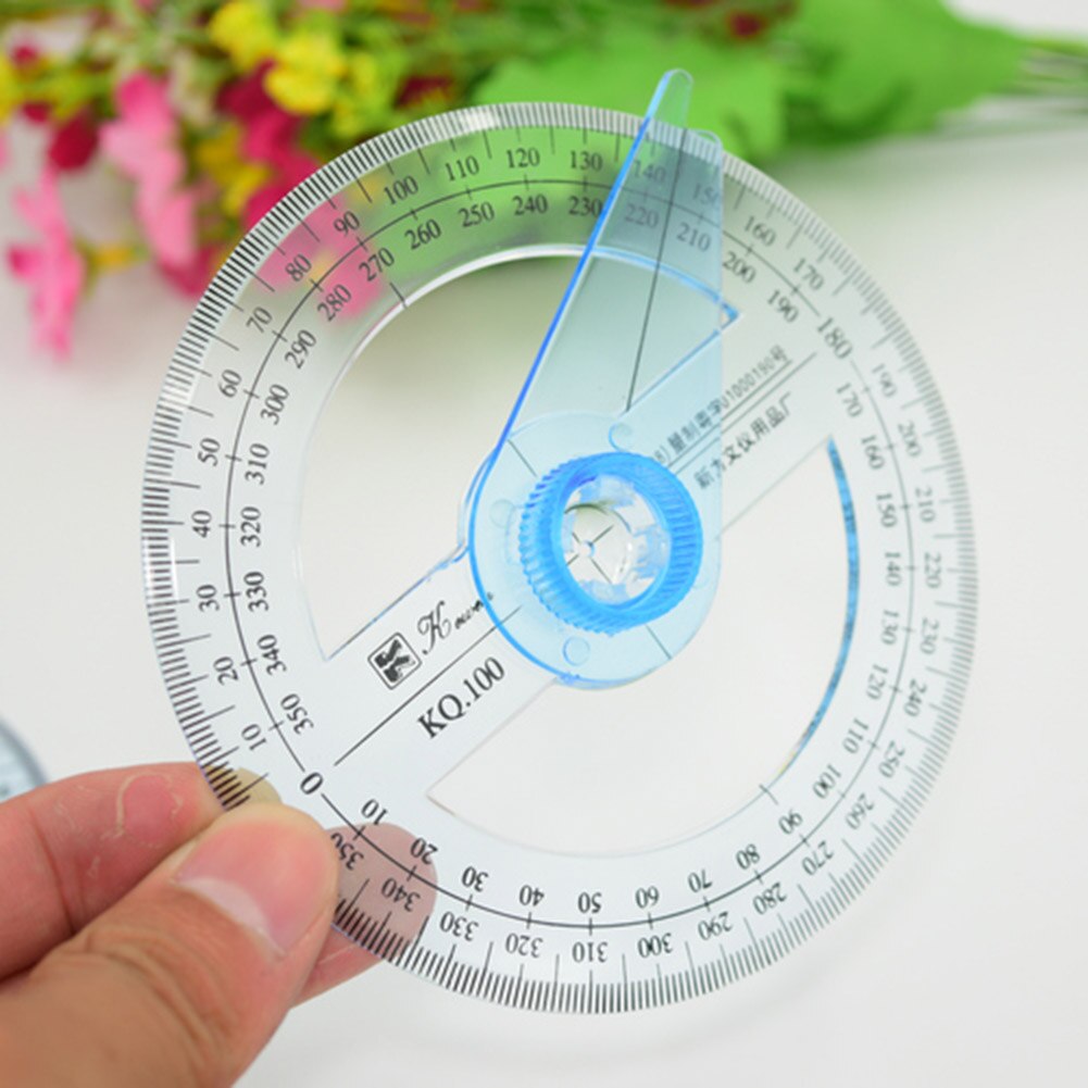 10cm All Circular Plastic 360 Degree Pointer Protractor Ruler Angle Finder Meter with Swing Arm for School Office Supplies